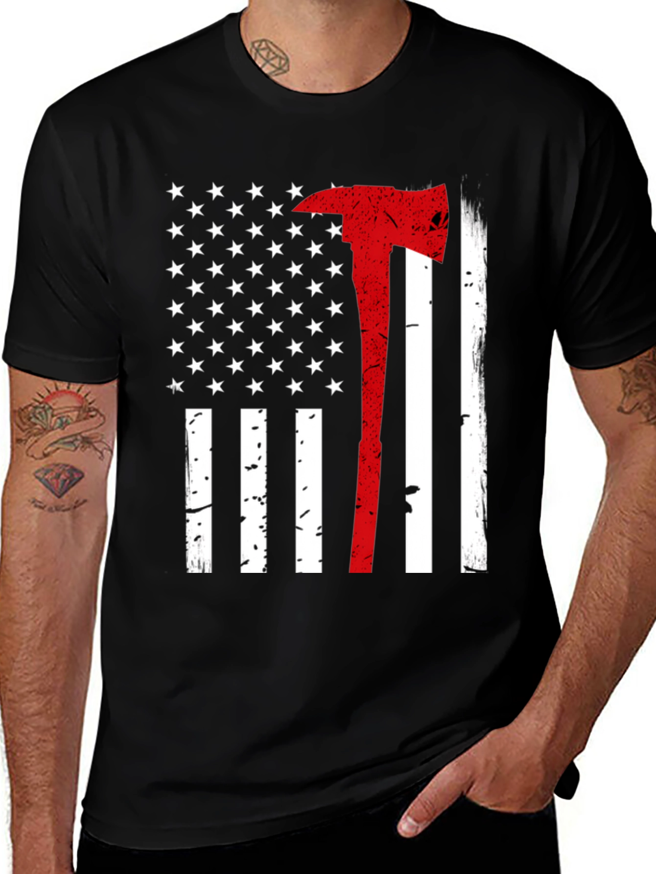 Variant 21 of Firefighter American Flag Axe T-Shirt