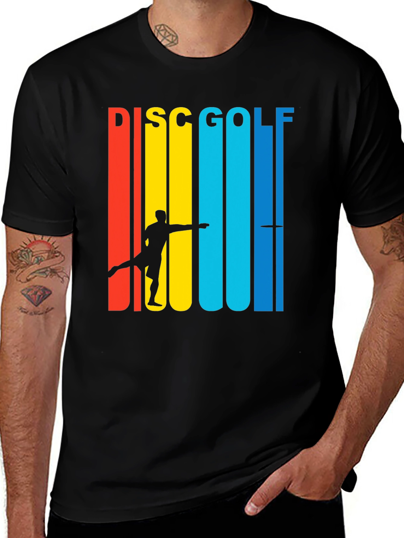 Retro Disc Golf T-Shirt | Colorful Stripe Design