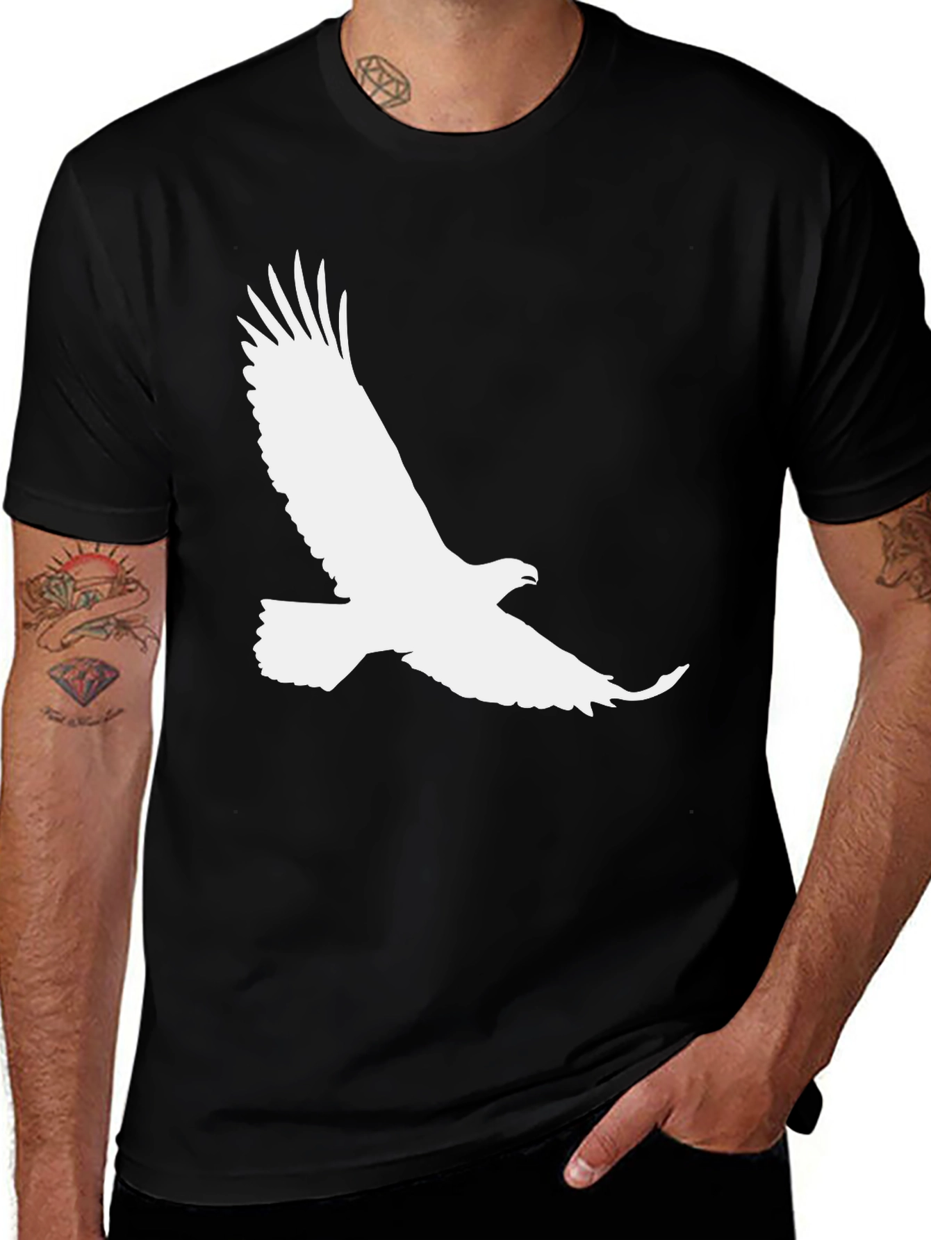 Variant 20 of Black T-Shirt with White Eagle Graphic