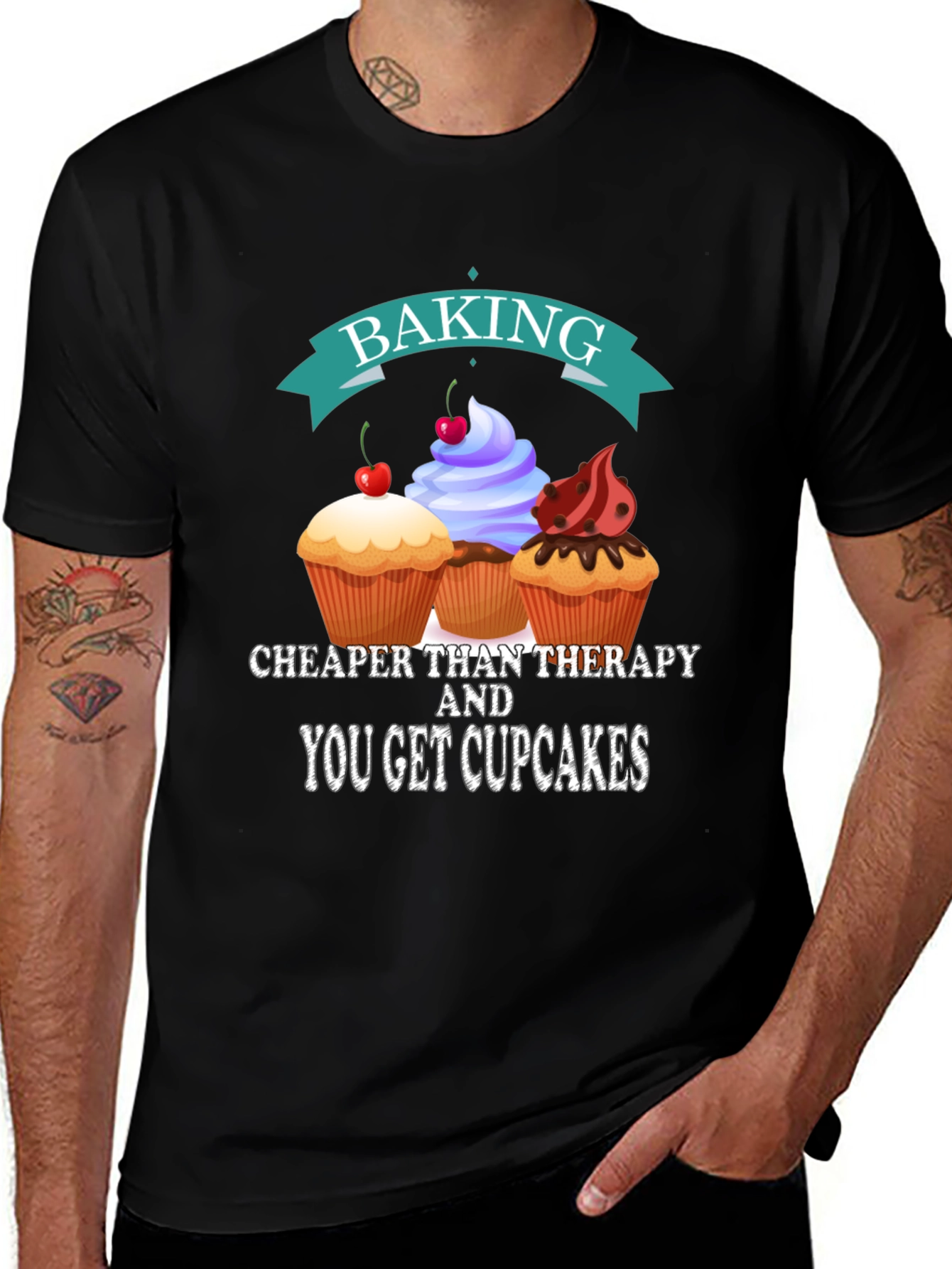Variant 24 of Baking Cupcake T-Shirt - Cheaper Than Therapy