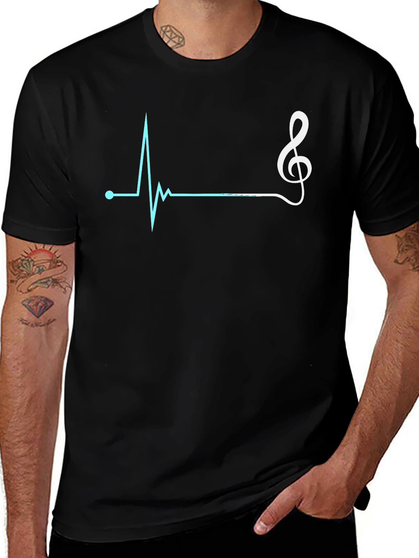 Music Heartbeat T-Shirt - Black