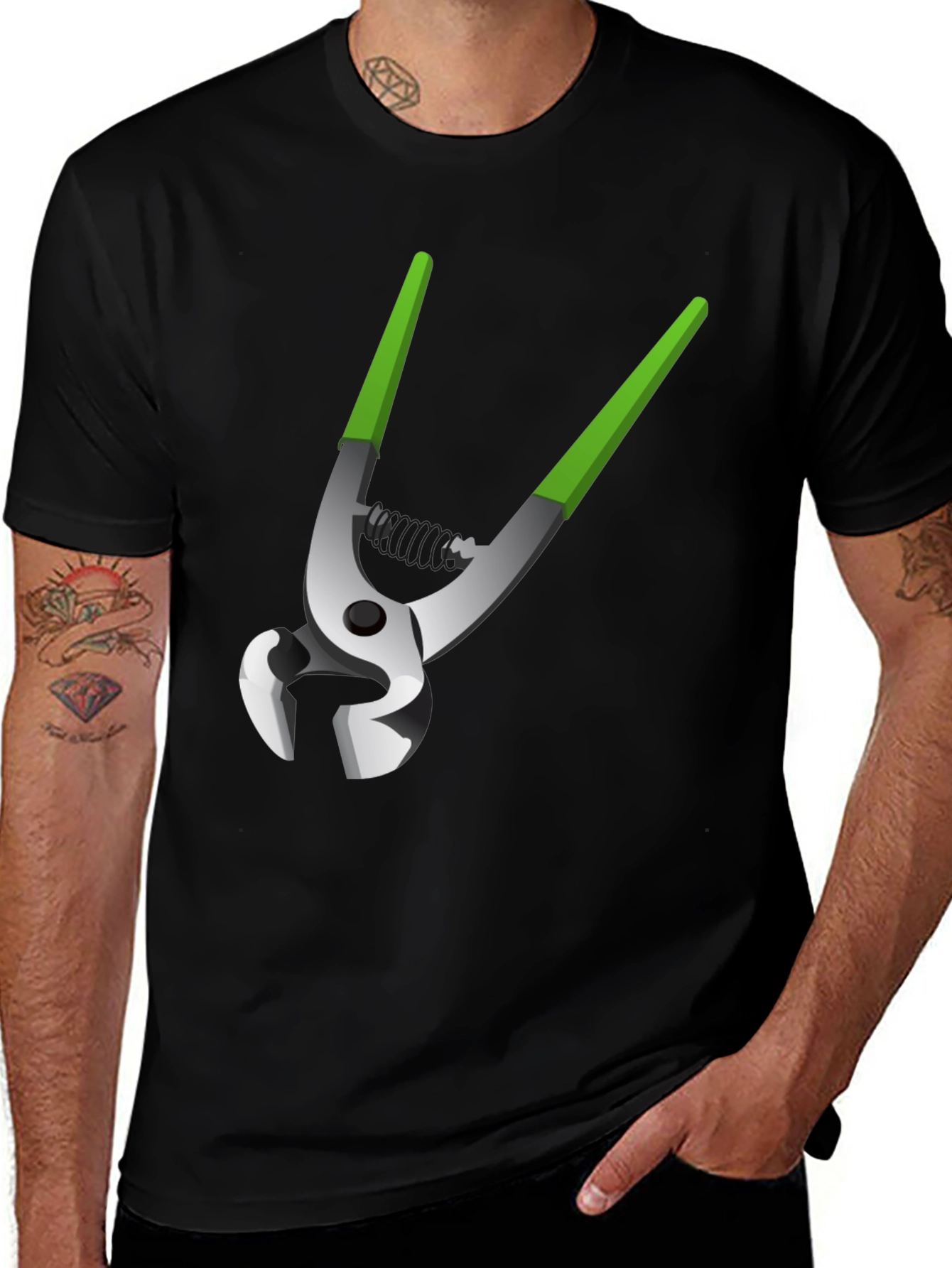 Variant 28 of Novelty Pliers Graphic Tee - Black Cotton T-Shirt