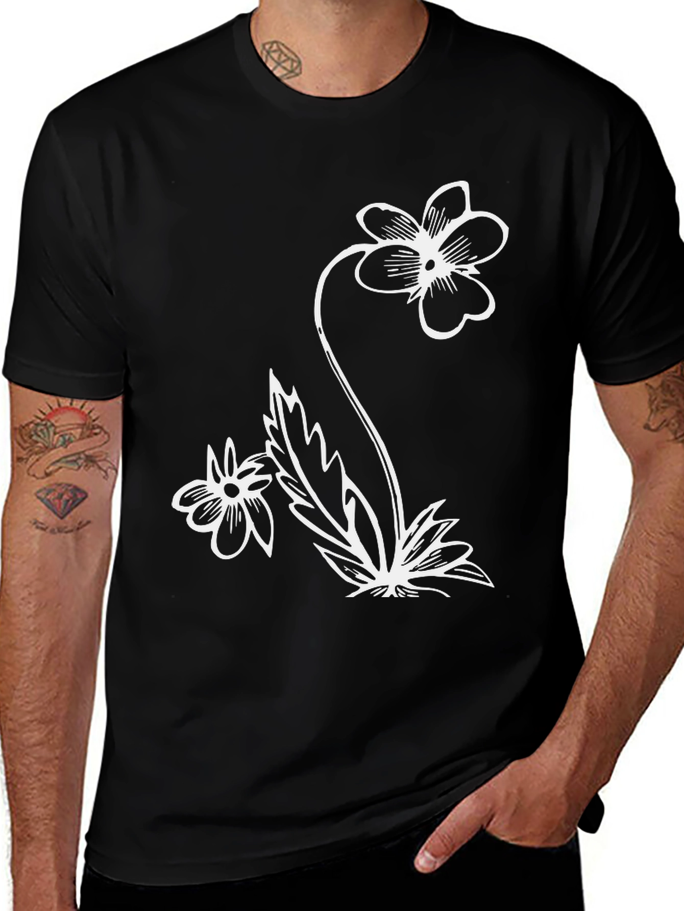 Variant 22 of Black Floral Graphic Tee - Stylish Men's Casual Wear