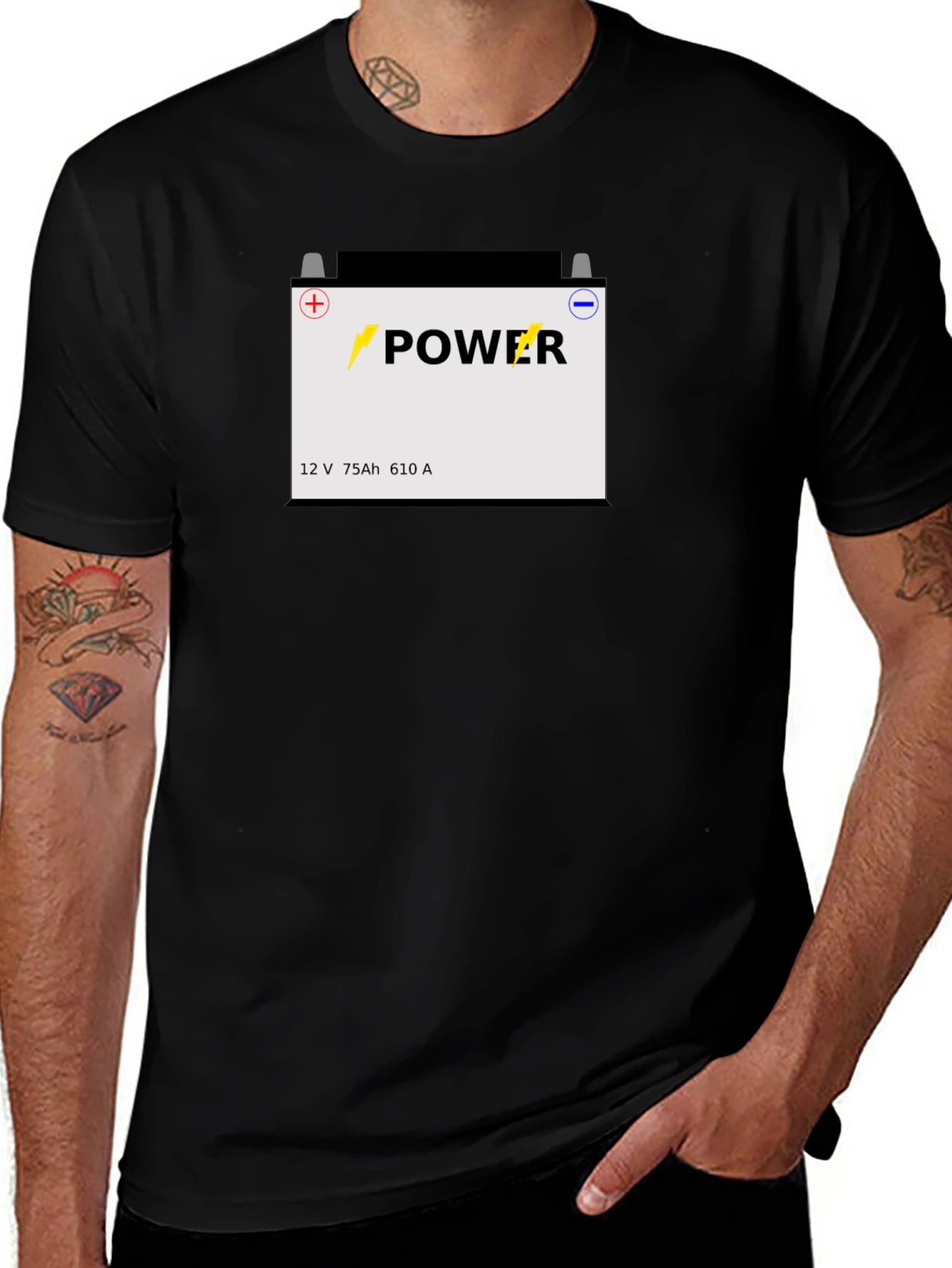 Variant 28 of Power Battery T-Shirt - Black Cotton Tee
