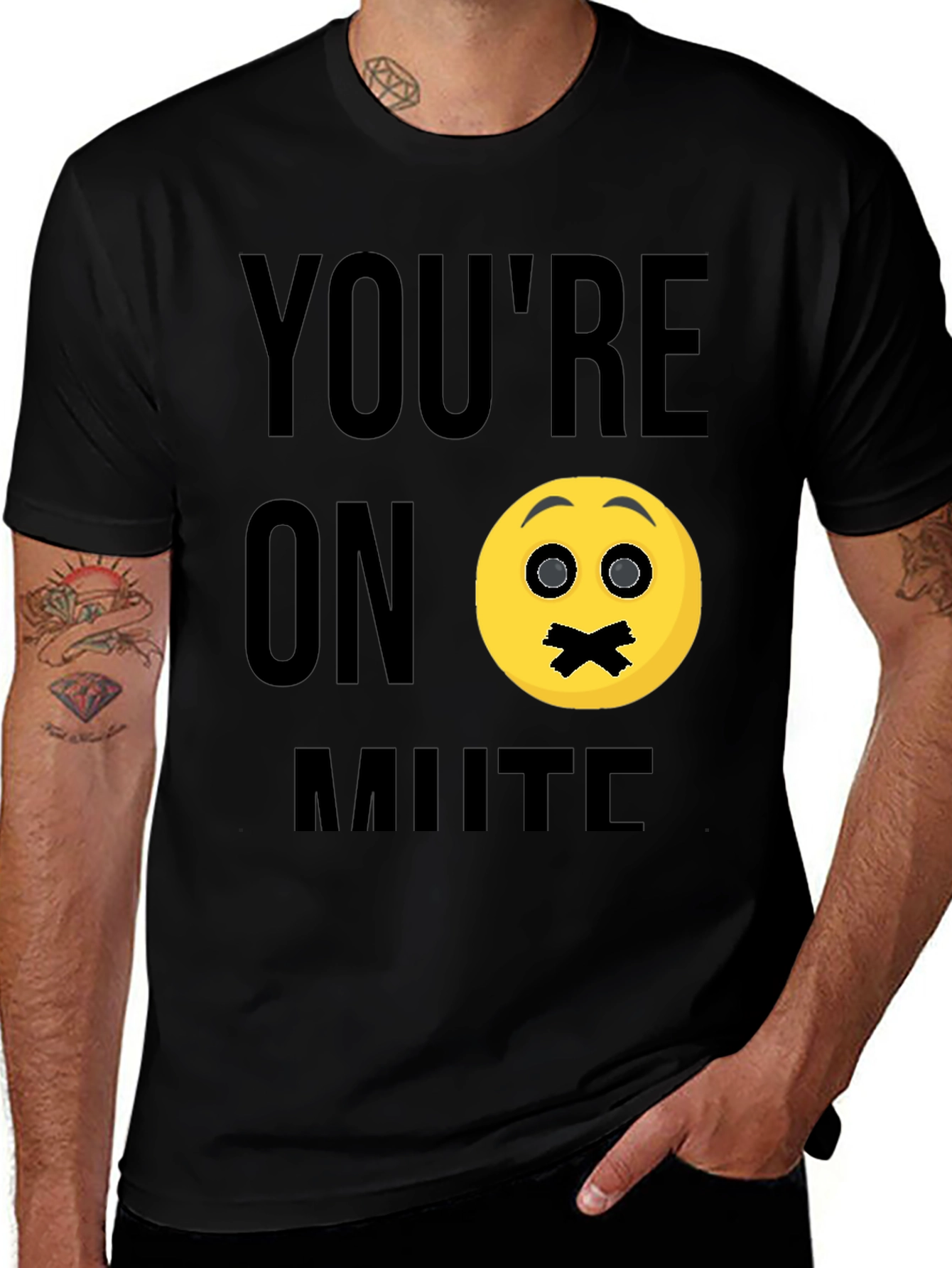 Variant 29 of You're On Mute Funny Emoji Black T-Shirt