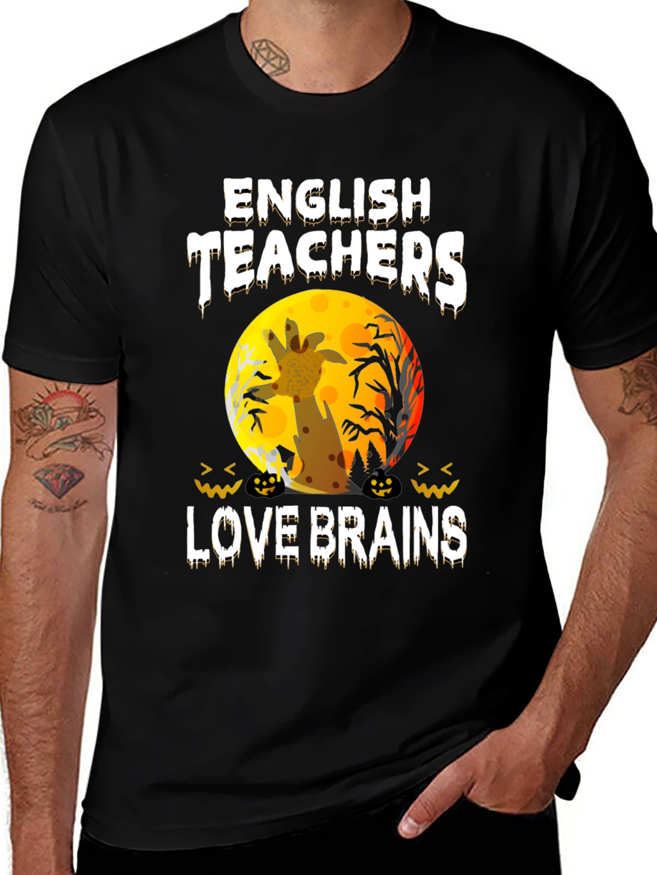 Variant 28 of English Teachers Halloween T-Shirt Zombie Giraffe Brains