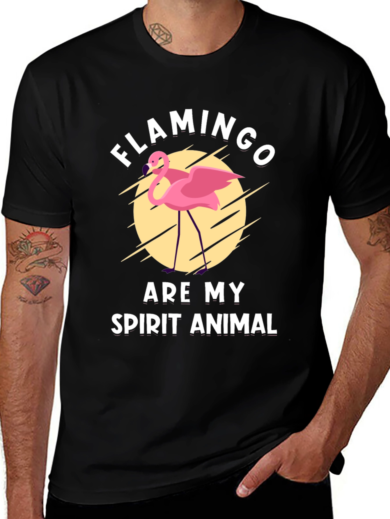 Variant 28 of Flamingo Spirit Animal Black Graphic Tee
