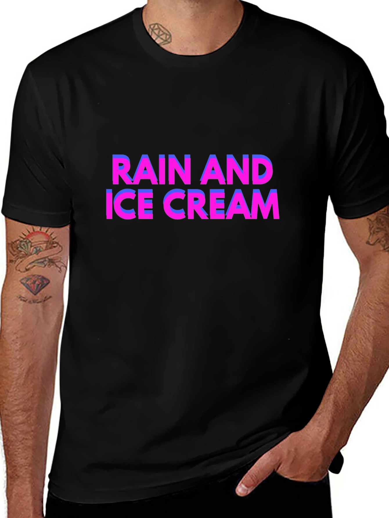 Variant 24 of Rain and Ice Cream Black T-Shirt