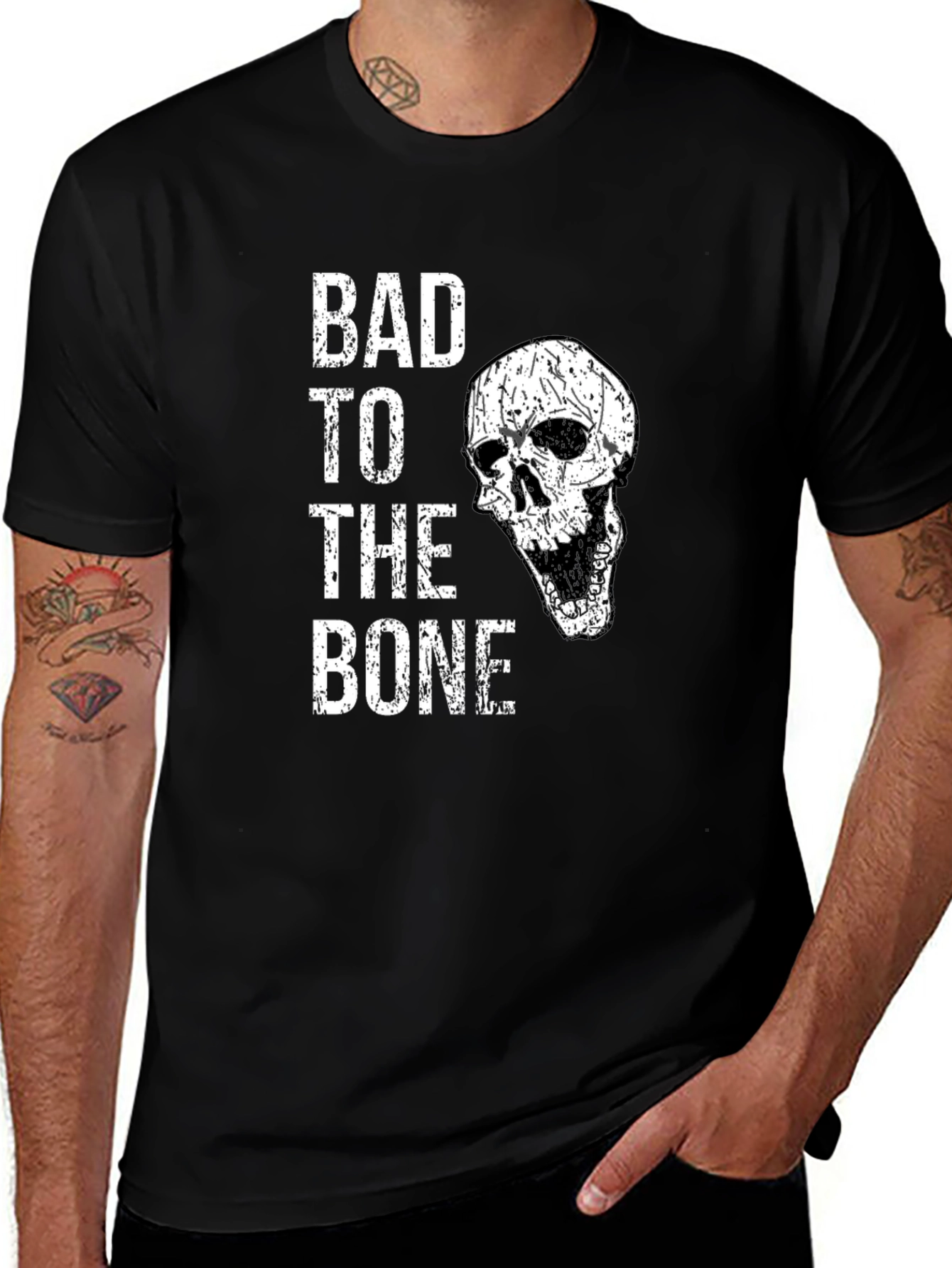 Variant 15 of Bad to the Bone Skull Graphic Tee