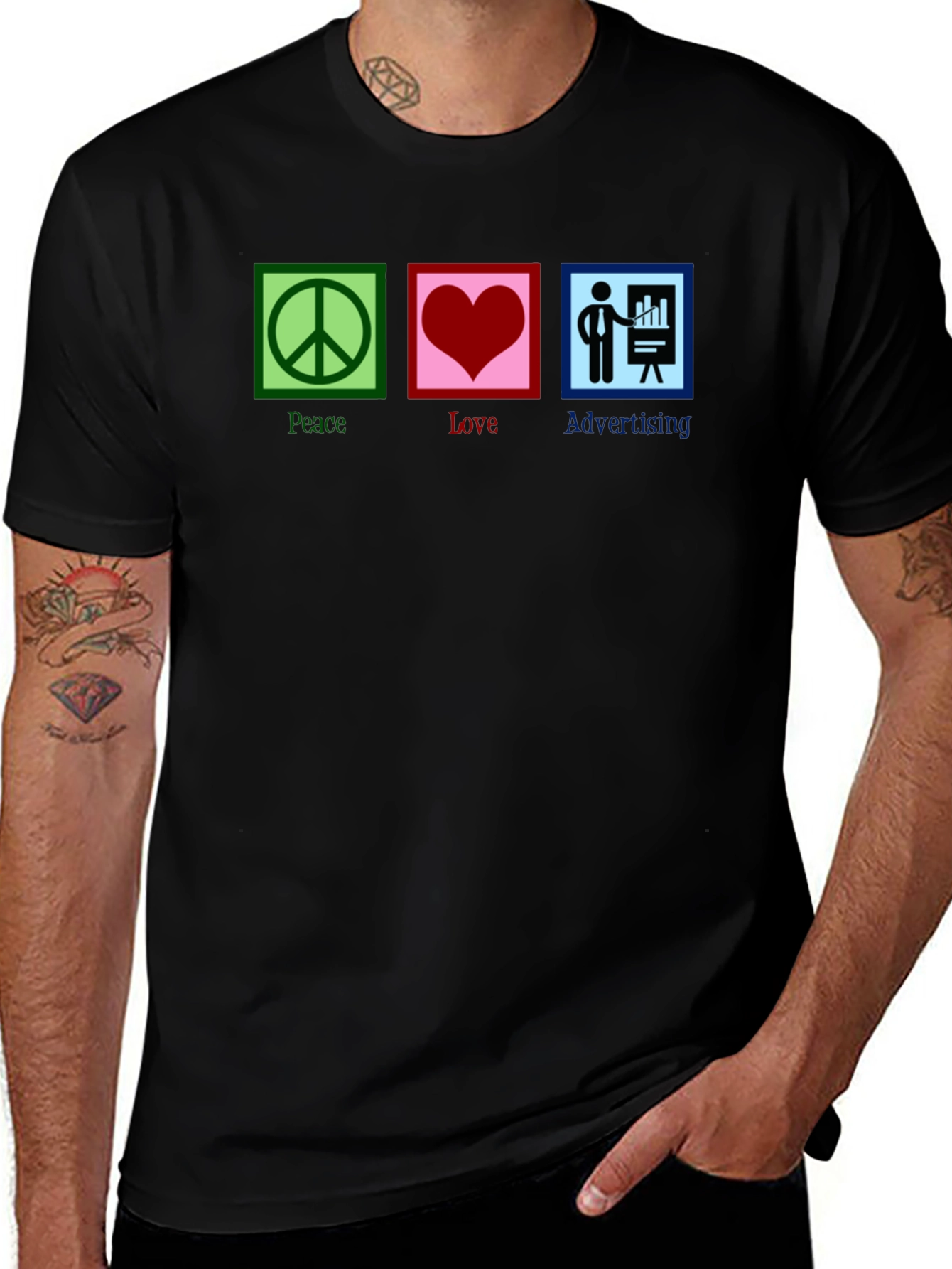 Variant 12 of Peace, Love, Advertising Graphic T-Shirt