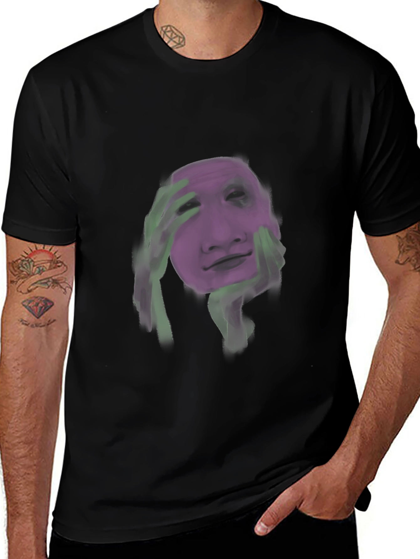 Artistic Face Graphic Black T-Shirt