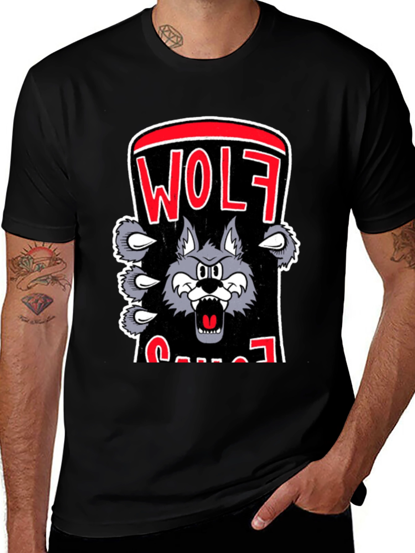 Variant 3 of Wolf Cartoon Graphic Print T-Shirt