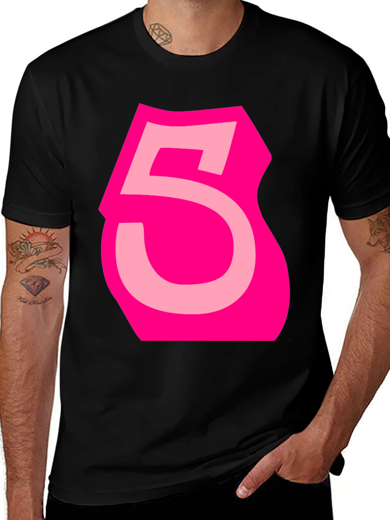 Variant 7 of Bold Pink Number 5 Graphic Tee