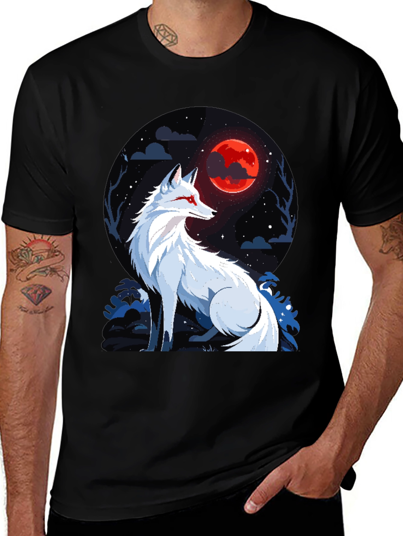 Variant 13 of Fox and Red Moon Graphic T-Shirt - Stylish Unisex Tee