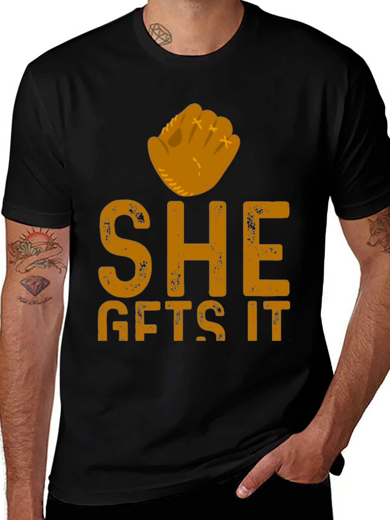 Variant 21 of She Gets It Baseball Glove Graphic Tee
