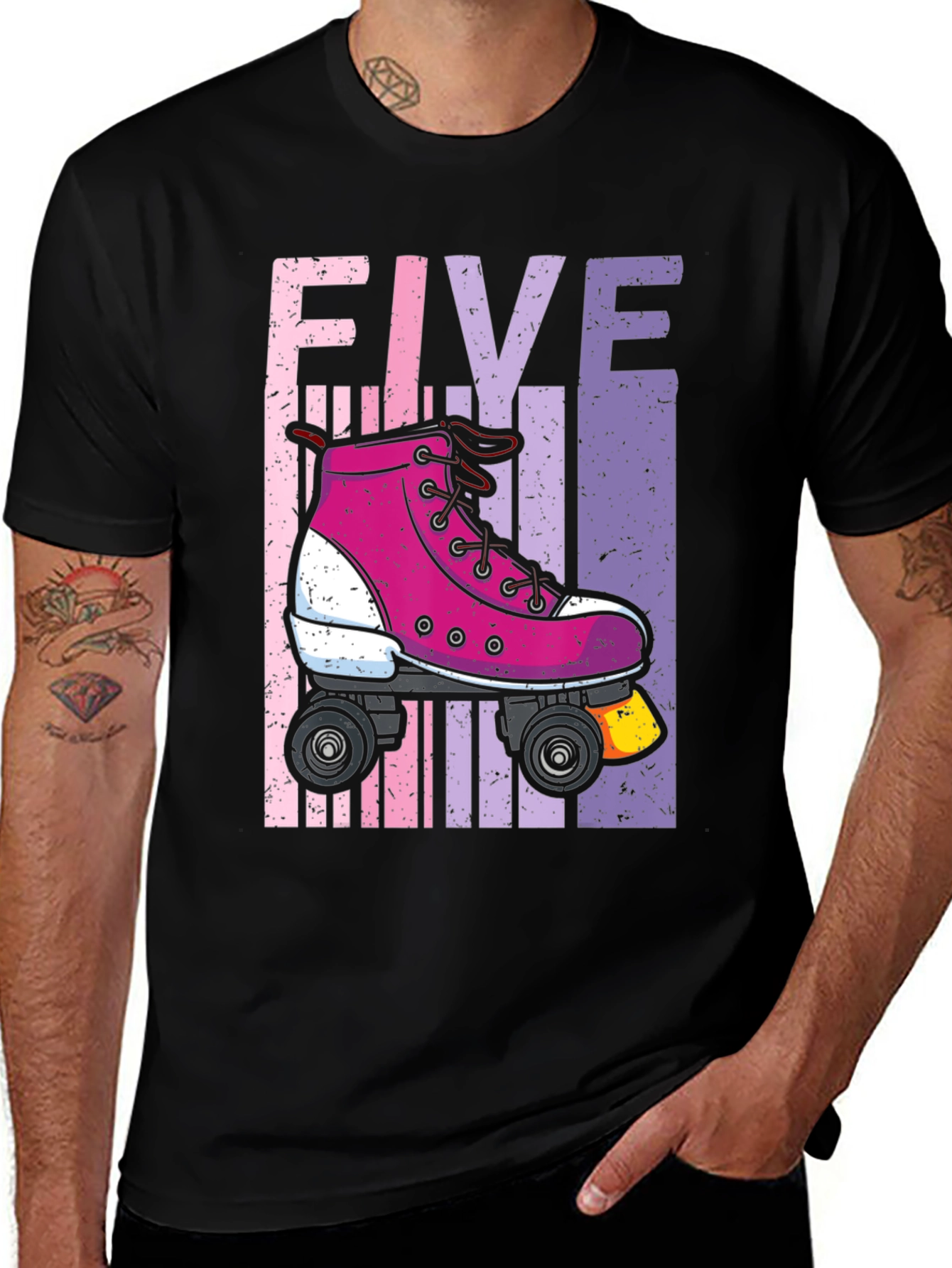 Variant 19 of Retro Roller Skate Birthday T-Shirt - 'FIVE'