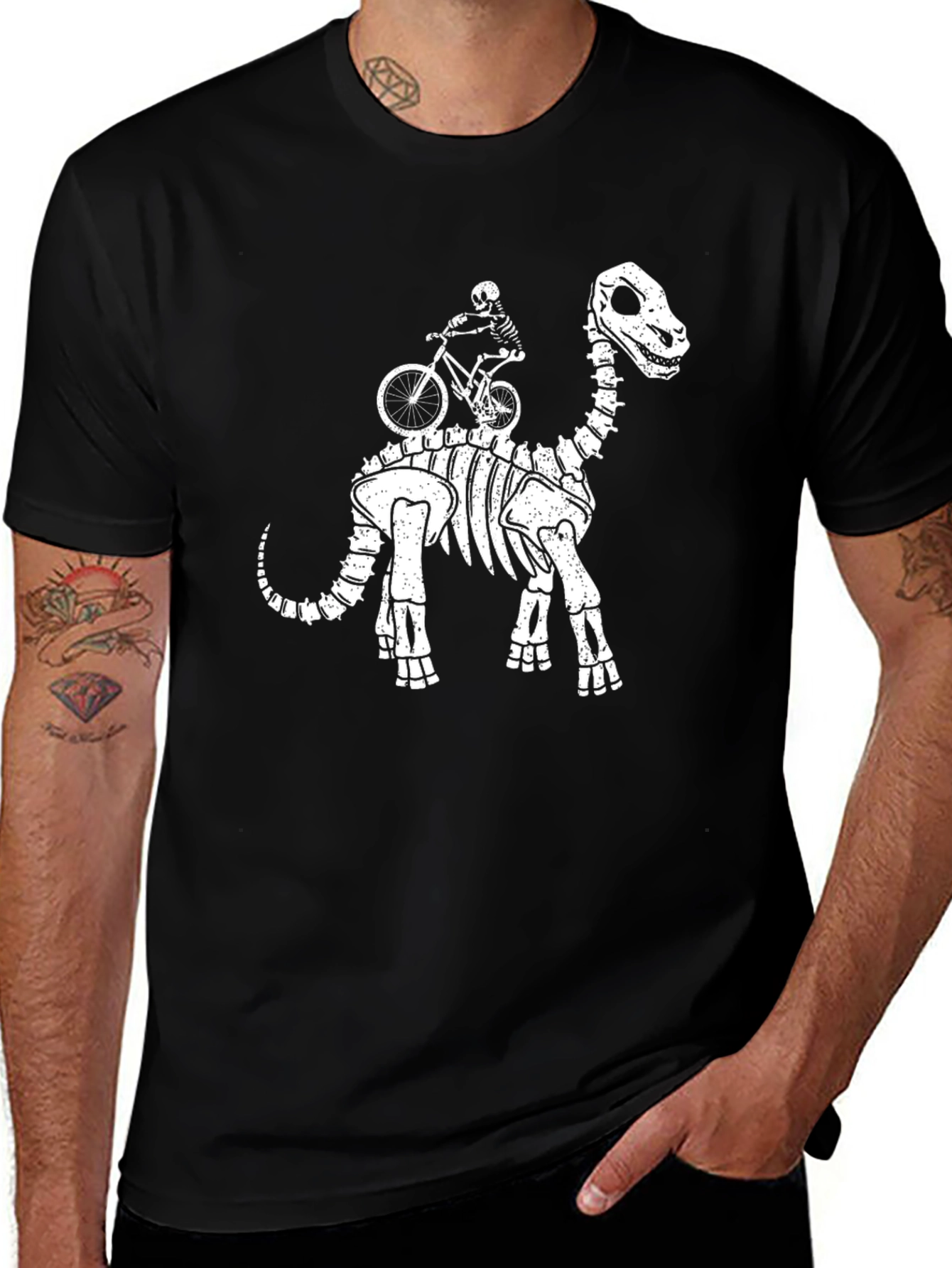Variant 18 of Skeleton Dinosaur Biker Graphic Tee