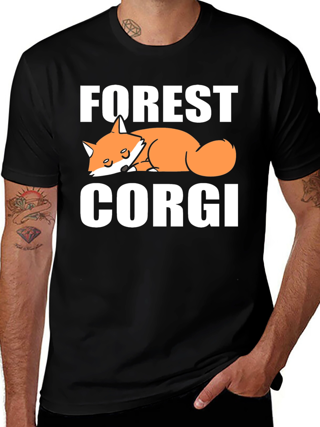 Forest Corgi Graphic T-Shirt - Relaxed Fit