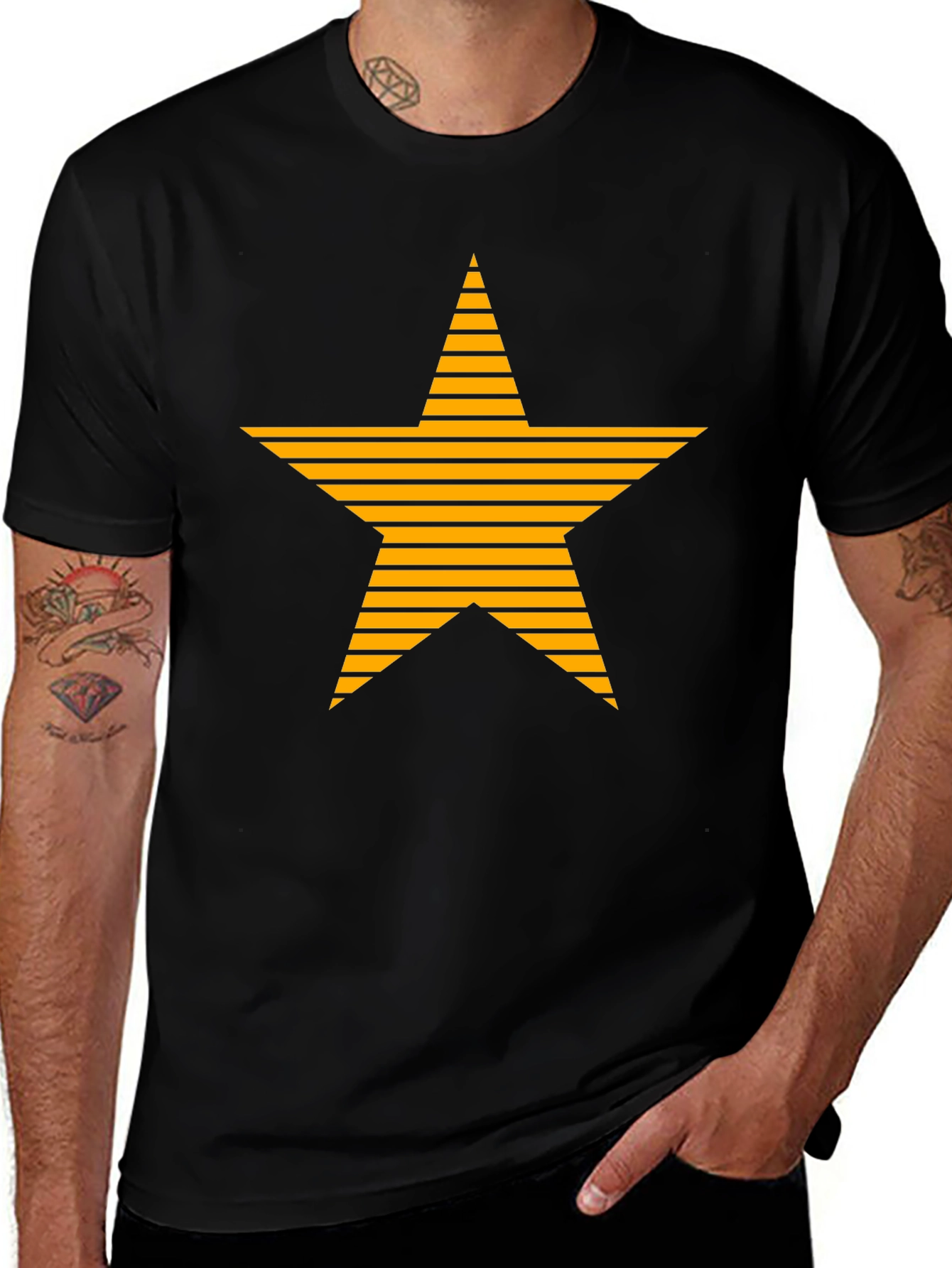 Stripped Star Graphic Black T-Shirt