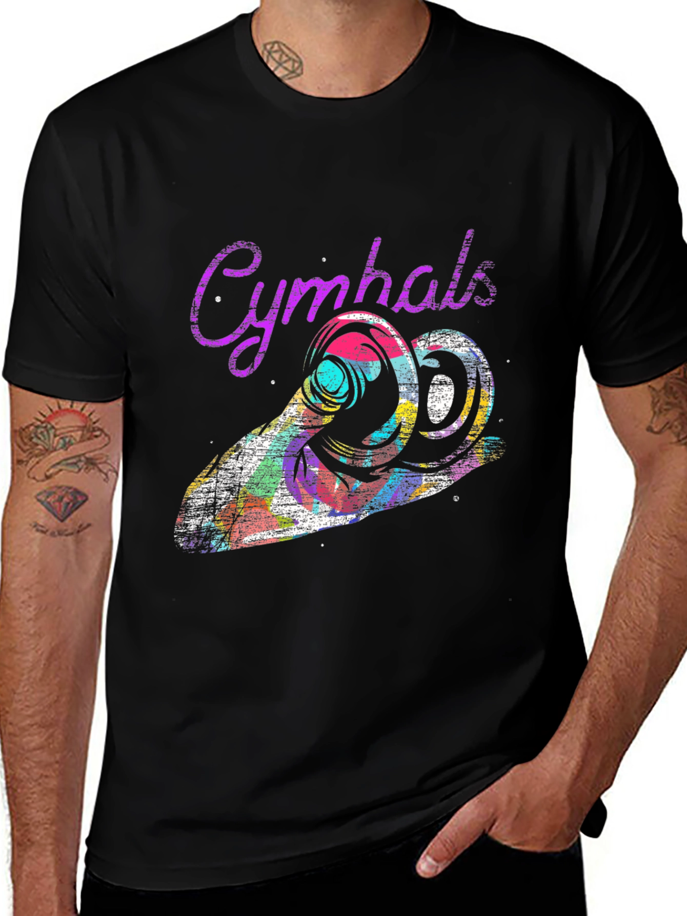 Variant 3 of Cymbals Colorful Graphic T-Shirt - Black