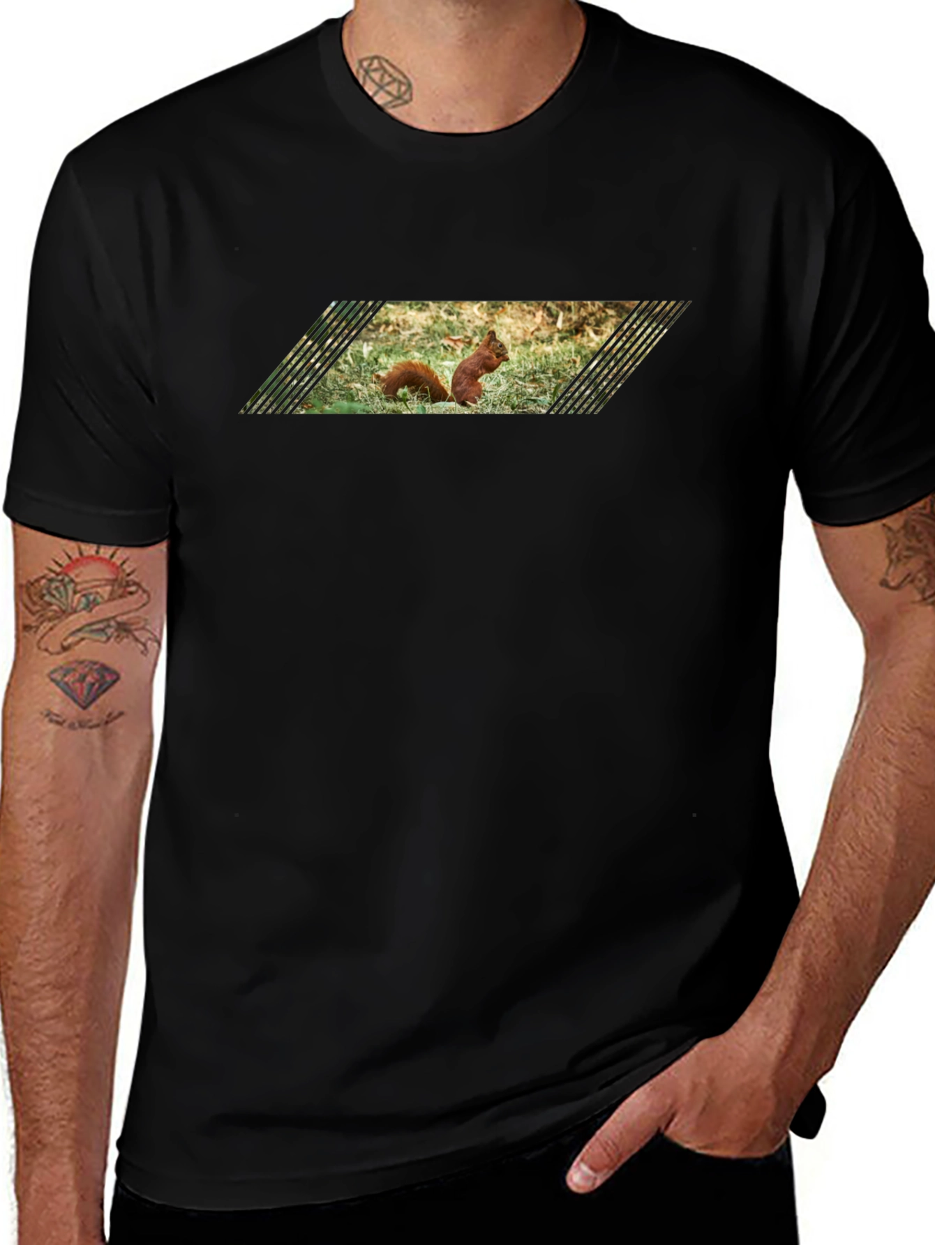 Black Squirrel Graphic Tee - Black Cotton T-Shirt main image