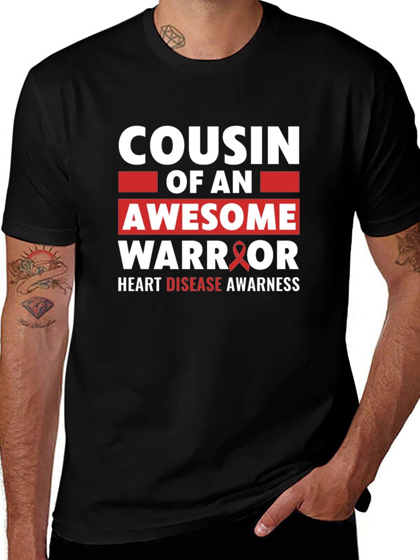 Variant 3 of Cousin of an Awesome Warrior Heart Disease Awareness T-Shirt