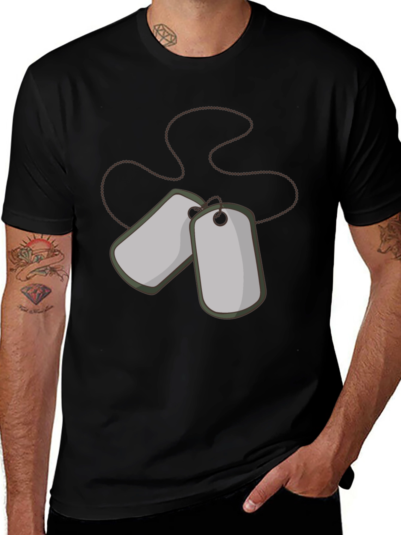 Variant 26 of Dog Tags Graphic Tee - Military Style Shirt