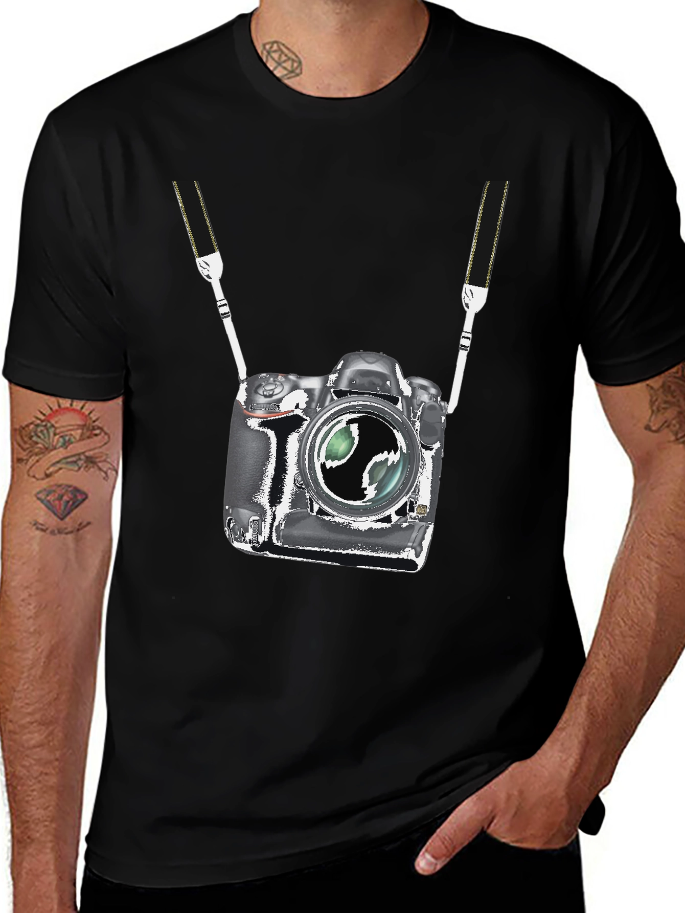 Black Novelty Camera Graphic T-Shirt main image