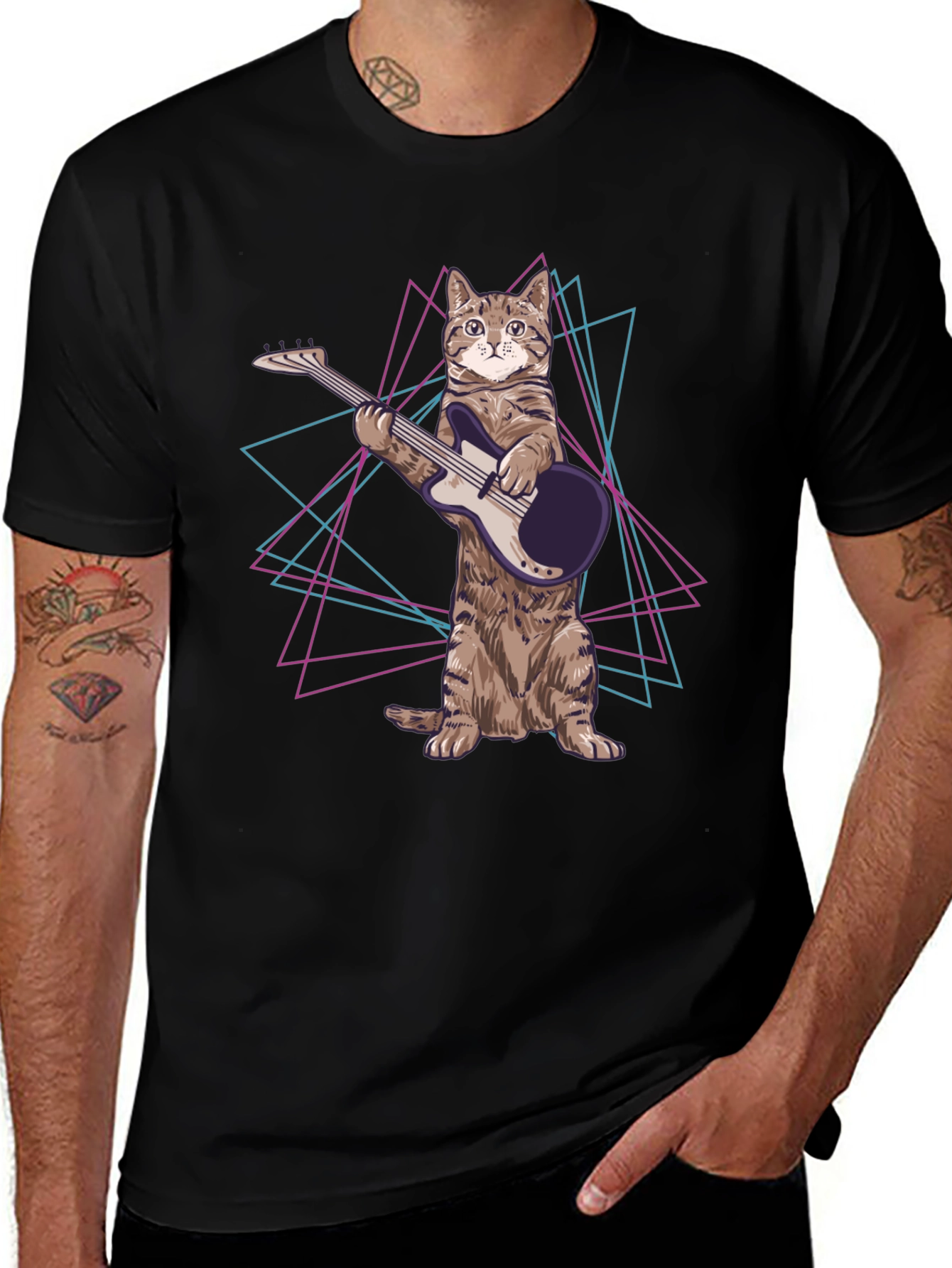 Variant 18 of Cat Guitarist Graphic T-Shirt