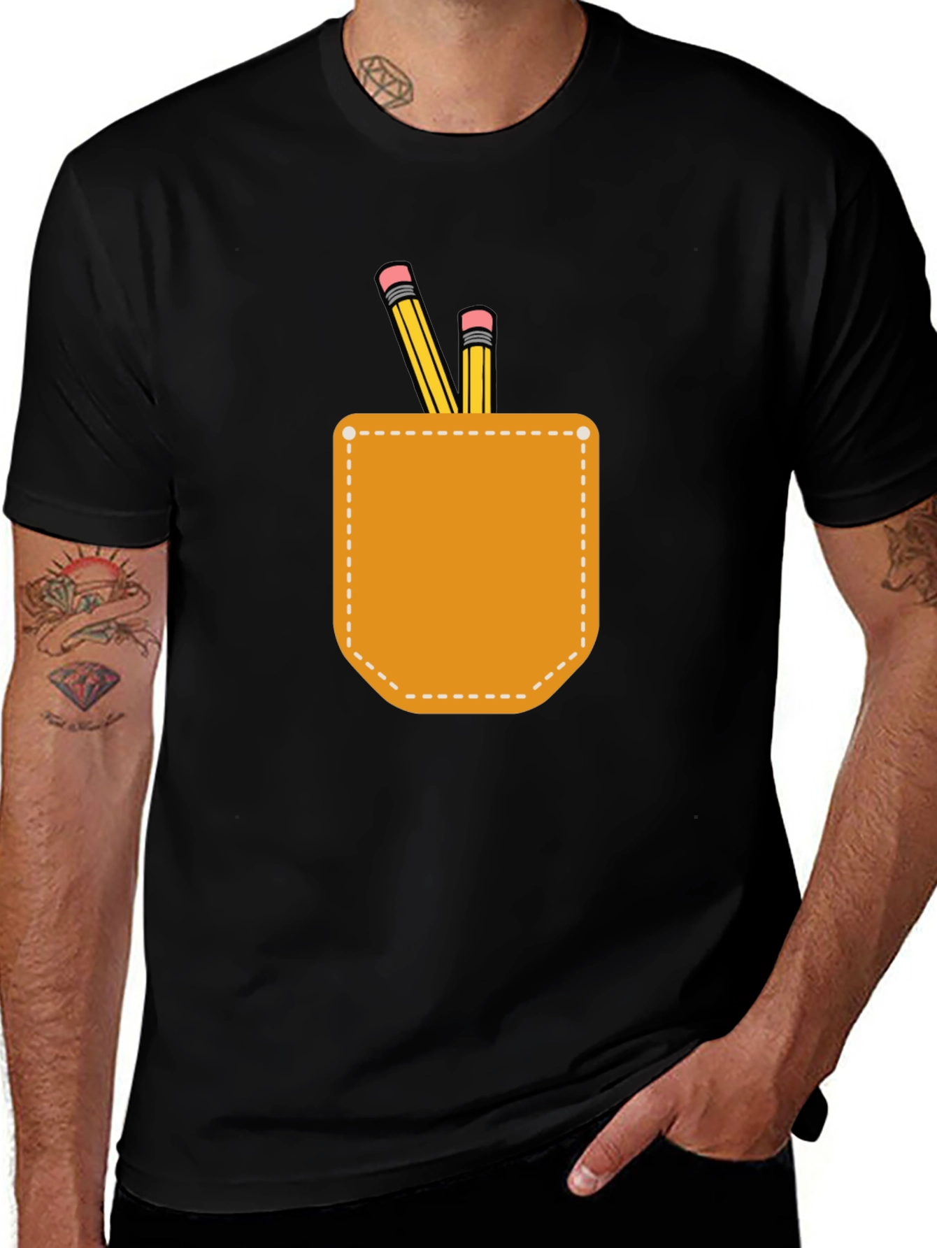 Variant 11 of Pencil Pocket Graphic Tee - Black