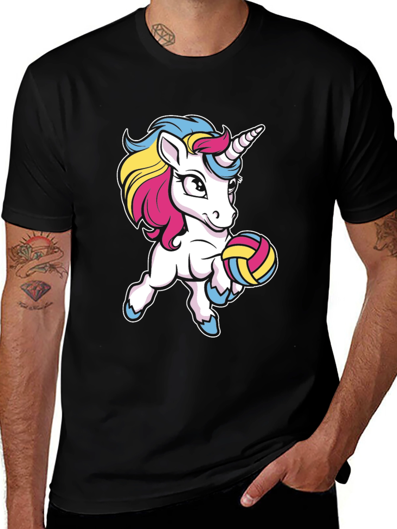 Unicorn Volleyball T-Shirt - Black Graphic Tee