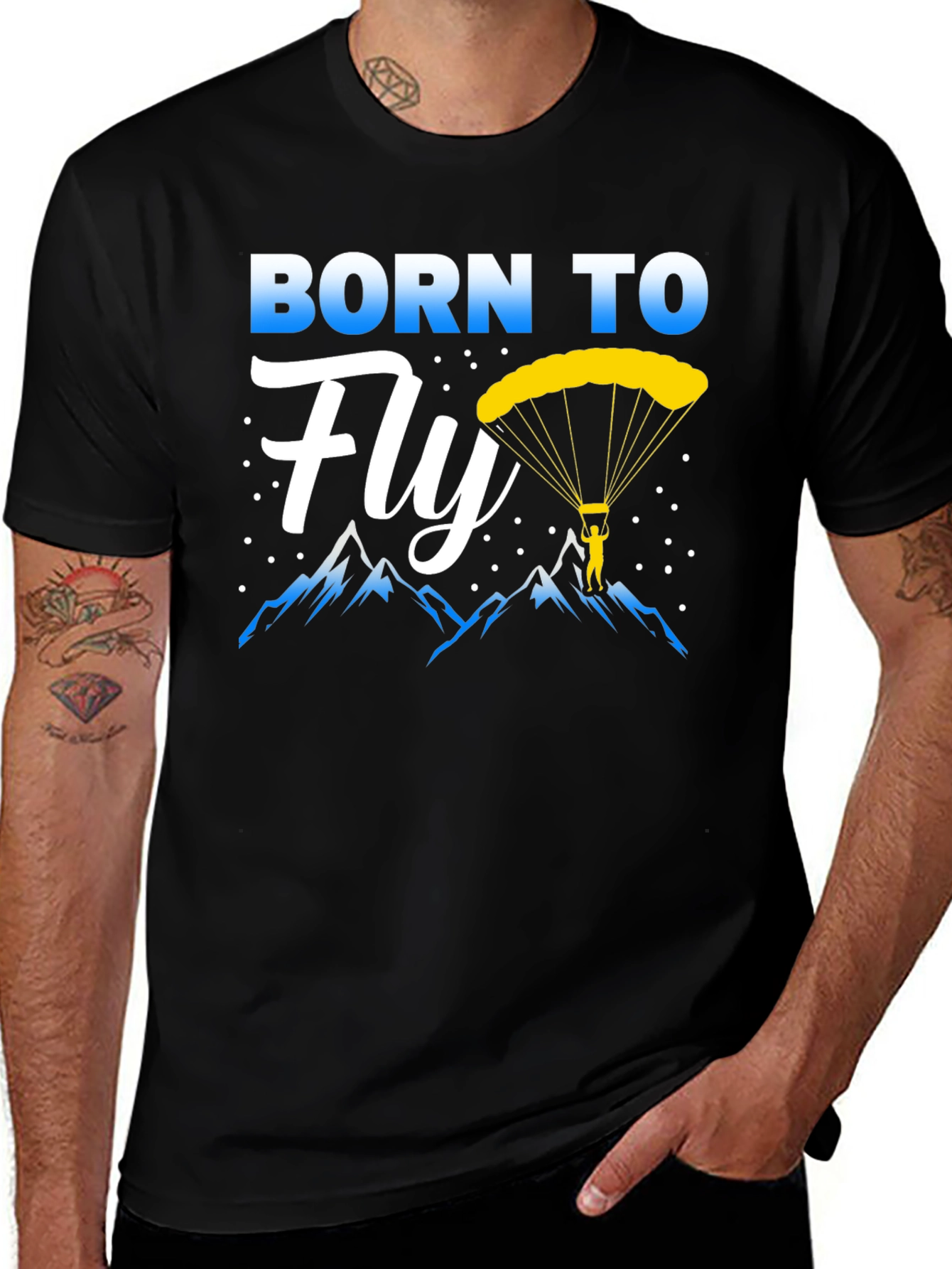 Variant 16 of Born To Fly Parachute T-Shirt | Skydiving