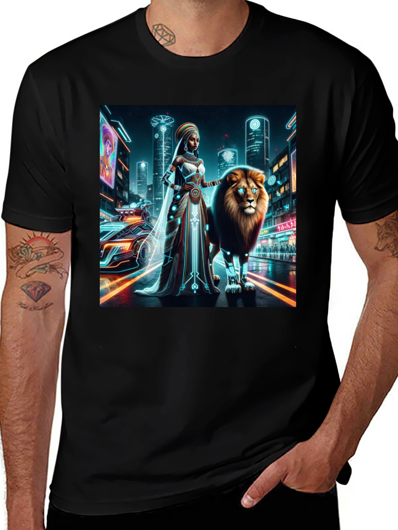 Variant 20 of Futuristic Queen & Lion Graphic Tee