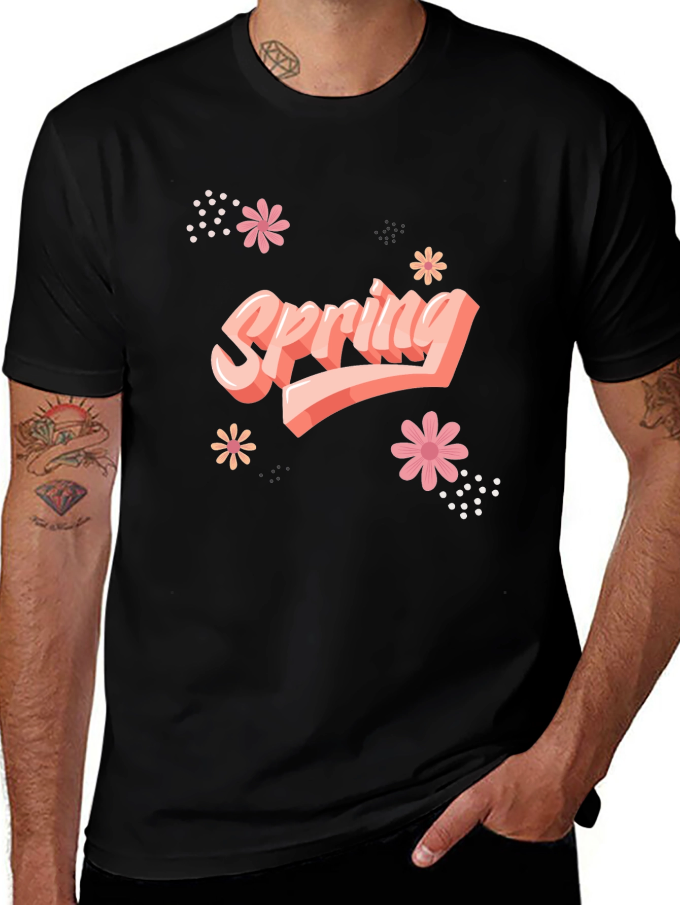 Variant 30 of Spring Floral Black T-Shirt