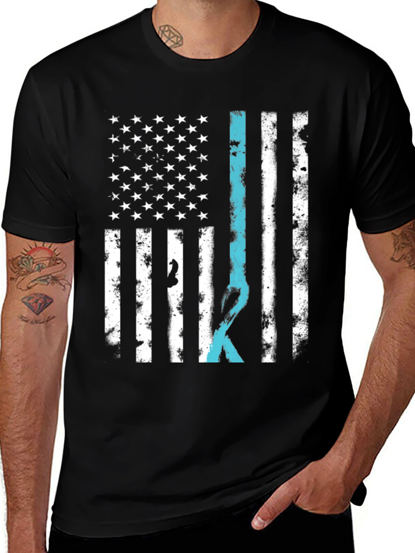 Variant 15 of American Flag Ribbon Graphic Tee