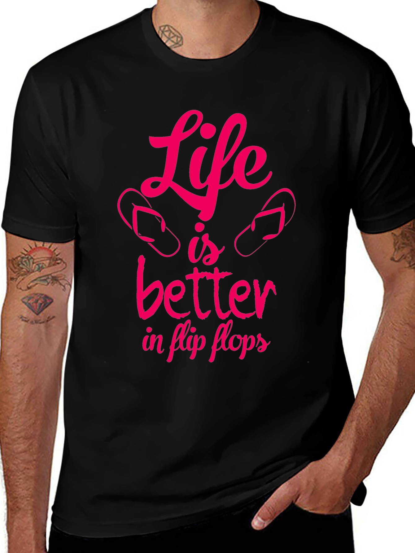 Variant 17 of Life is Better in Flip Flops Graphic T-Shirt