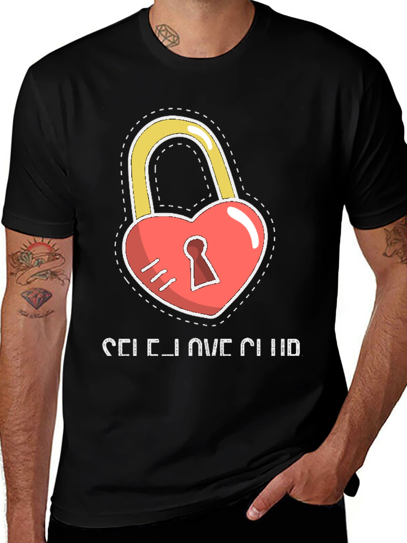Variant 23 of Self Love Club Heart Lock Black T-Shirt