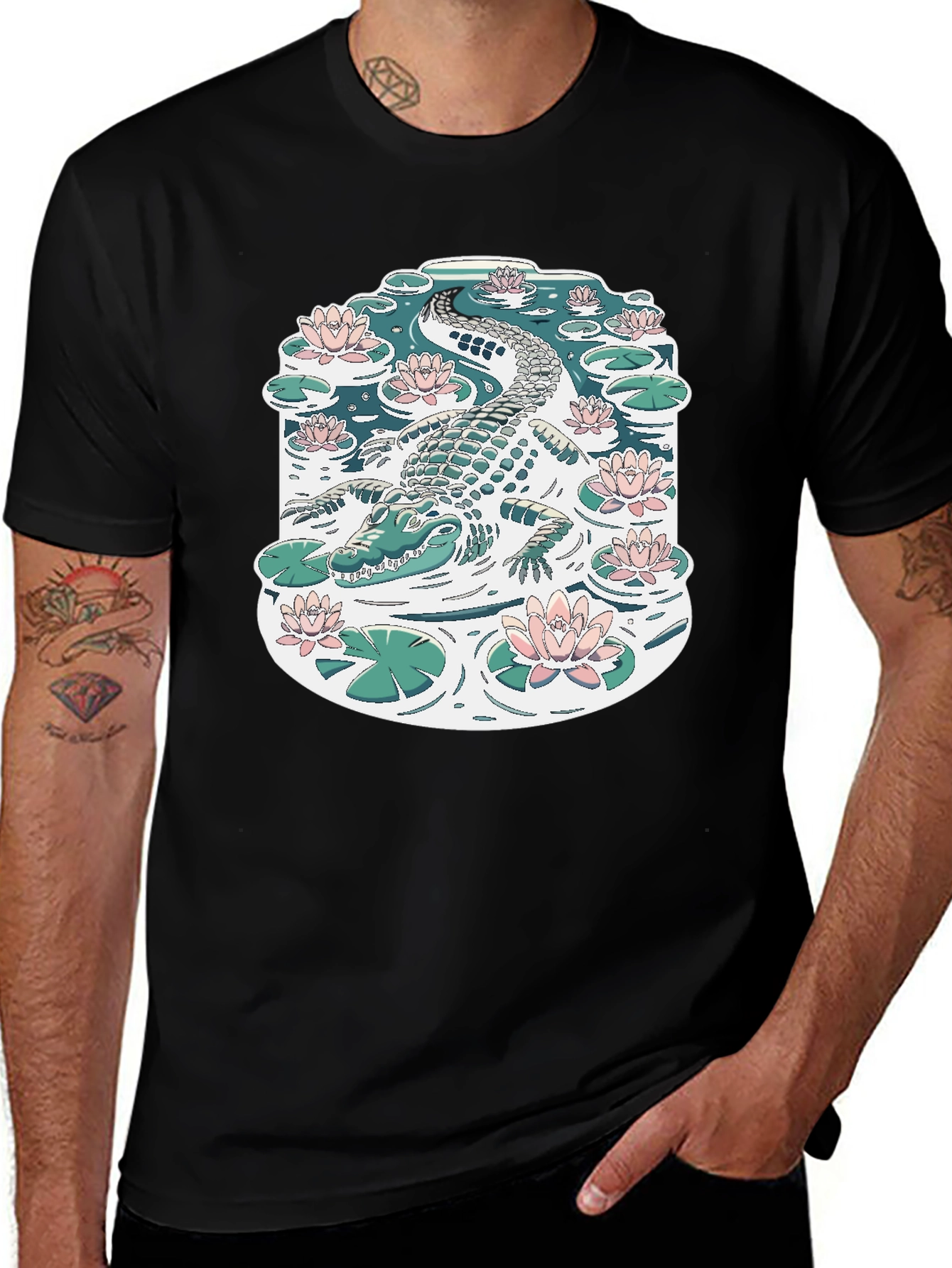 Variant 30 of Alligator in Lily Pond Graphic T-Shirt