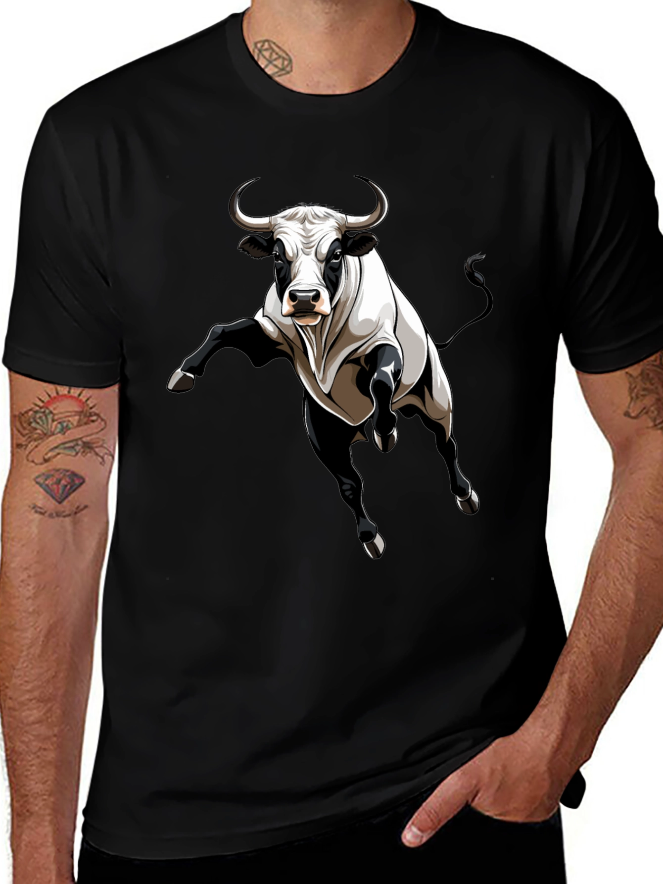 Variant 21 of Bull Graphic Tee - Black Cotton Blend