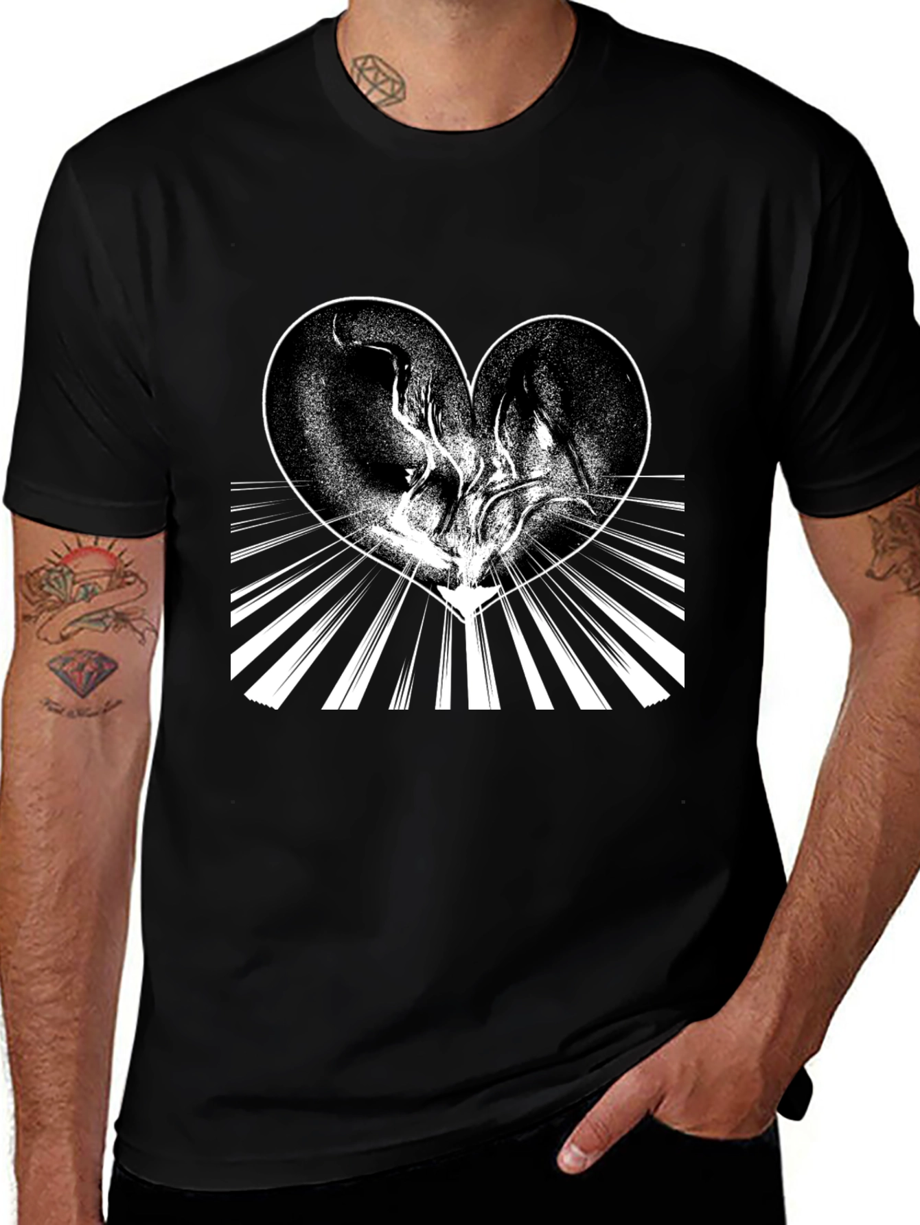 Variant 25 of Heart Design Black T-Shirt