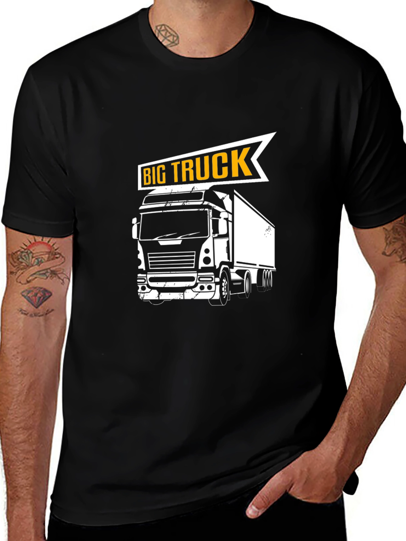 Big Truck Graphic Tee - Black Cotton T-Shirt