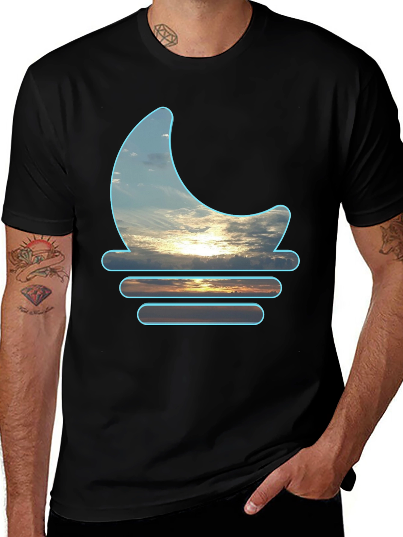 Variant 29 of Sky Moon Graphic Tee - Men's Black T-Shirt
