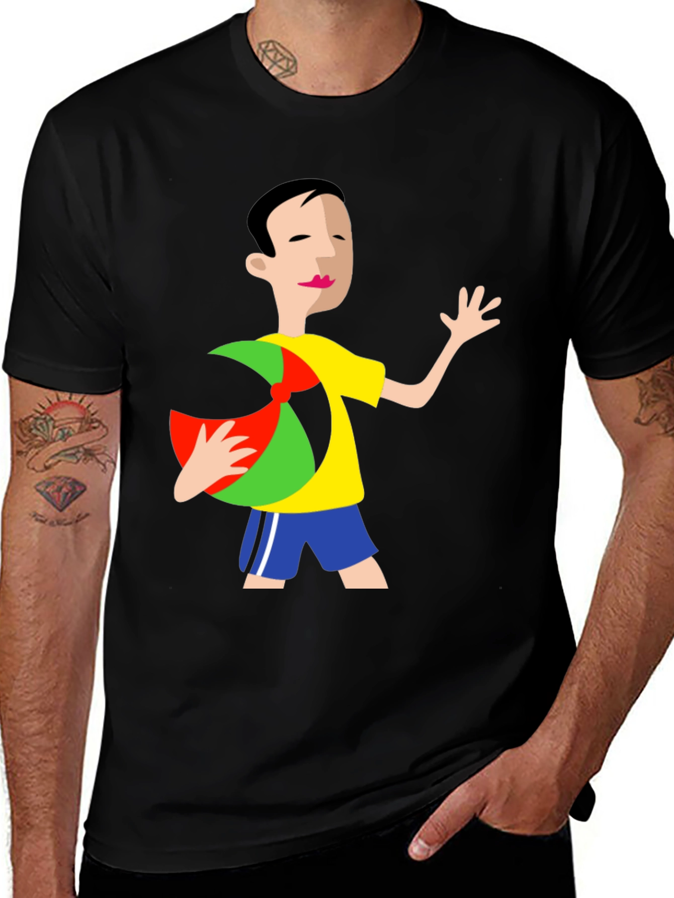 Variant 30 of Cartoon Graphic Black T-Shirt