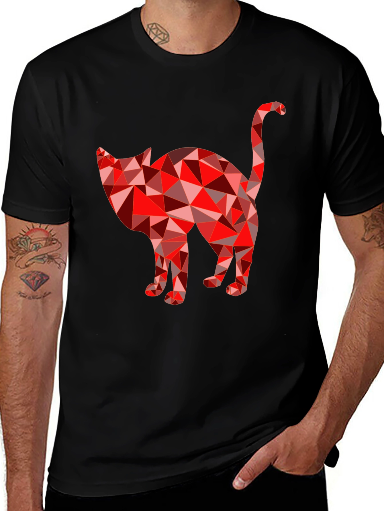 Variant 5 of Geometric Cat Graphic T-Shirt - Modern Tee