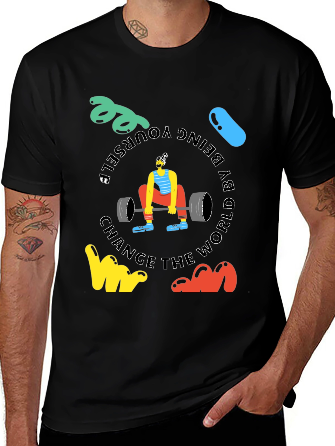 Variant 26 of Motivational Black T-Shirt: Deadlift & Be Yourself