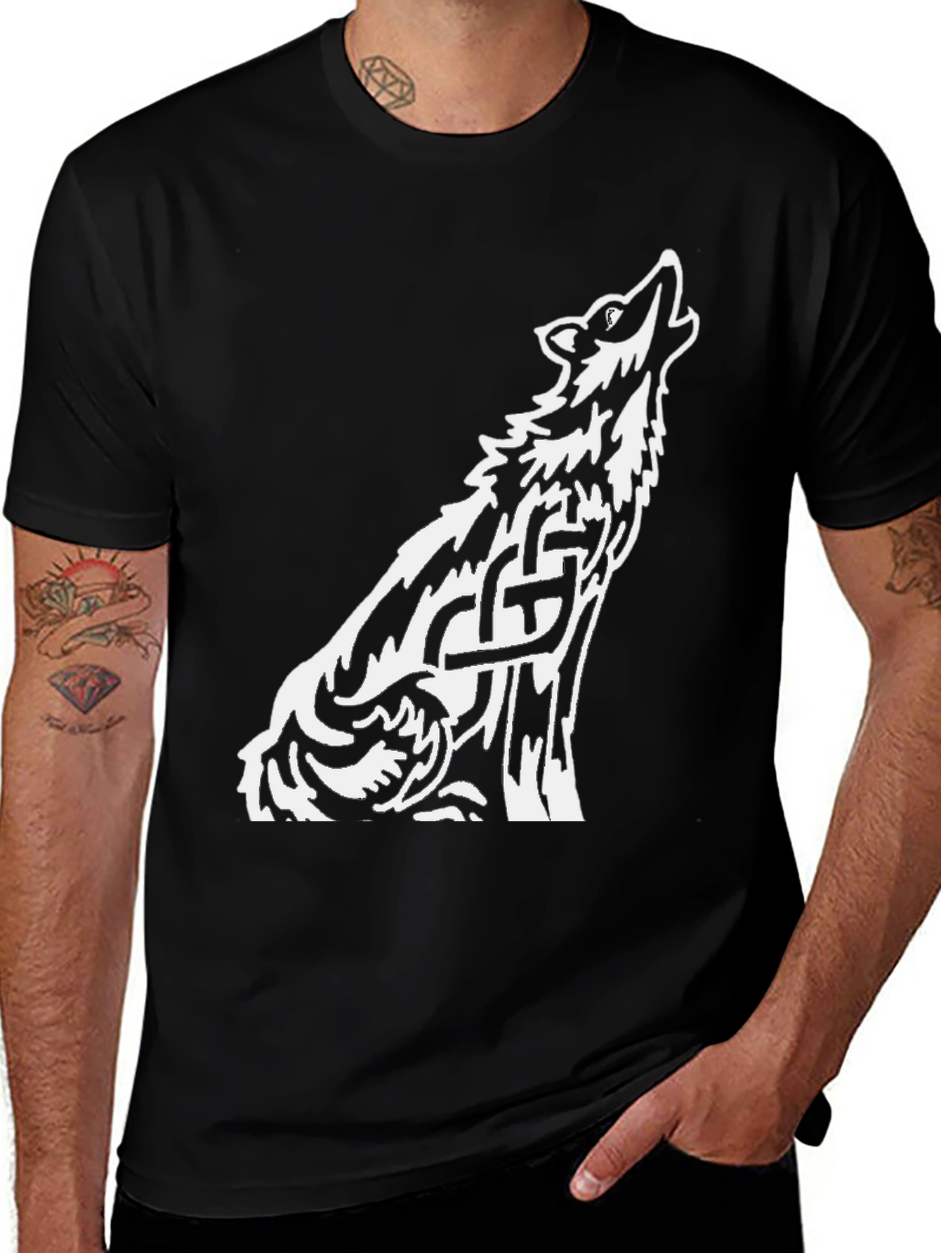 Variant 26 of Wolf Celtic Knot Black T-Shirt
