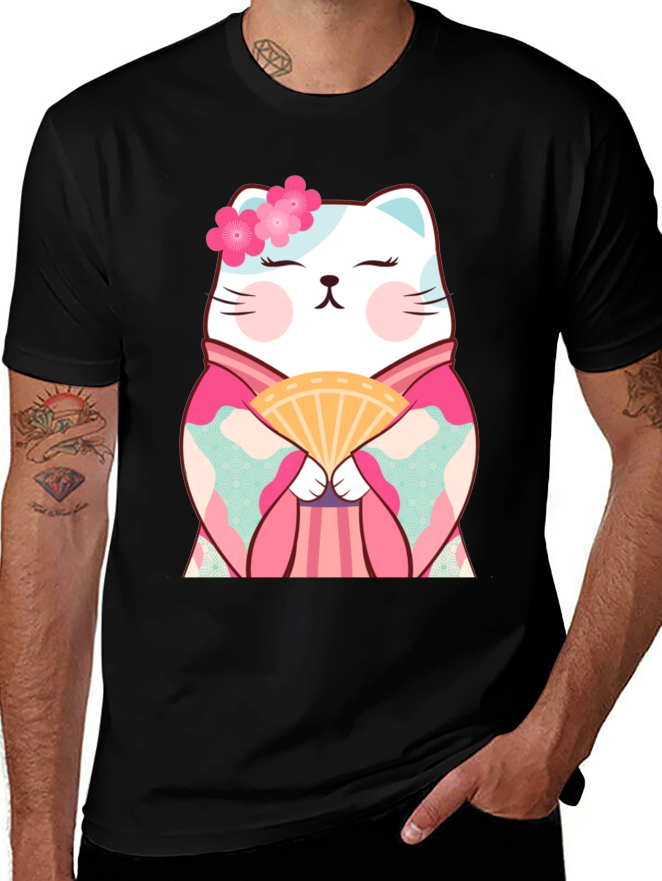 Variant 3 of Cute Kawaii Cat Kimono T-Shirt