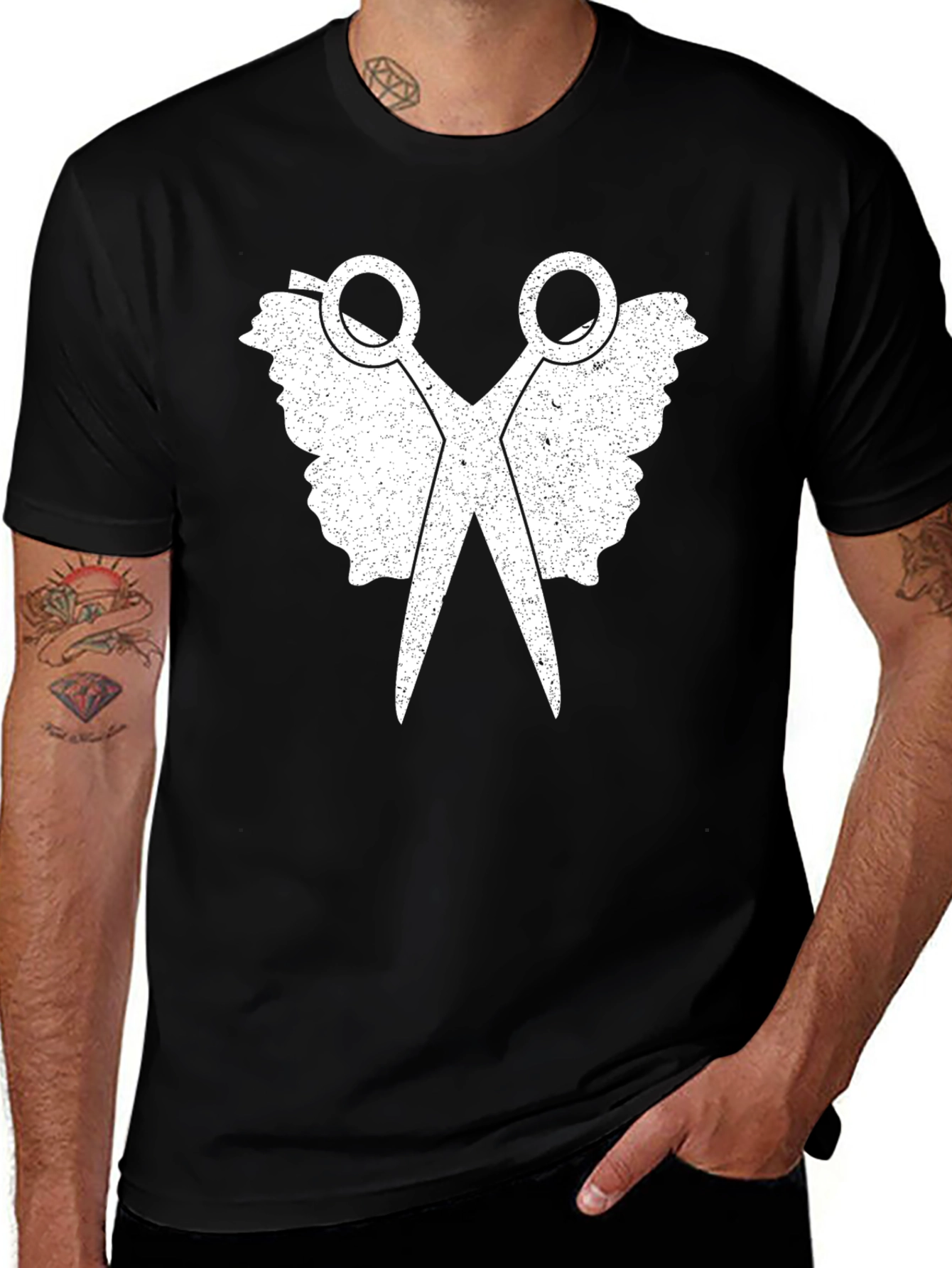 Variant 23 of Scissors Butterfly Graphic Tee - Barber Style