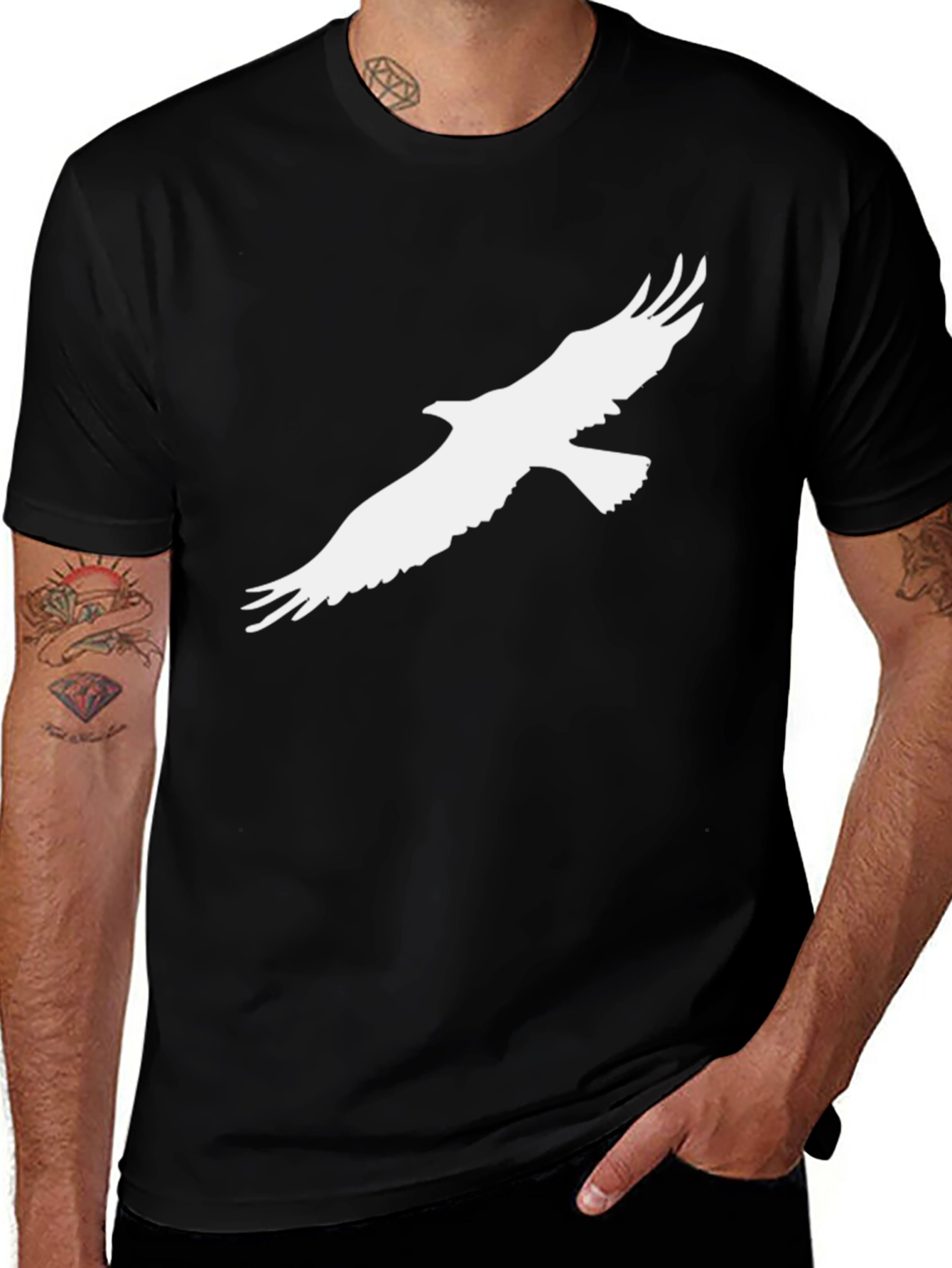 Variant 19 of Eagle Silhouette Graphic Tee - Black Cotton T-Shirt