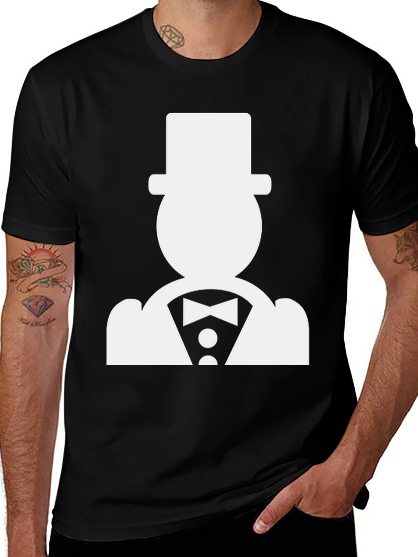 Variant 8 of Monopoly Man Graphic Tee - Black Cotton T-Shirt